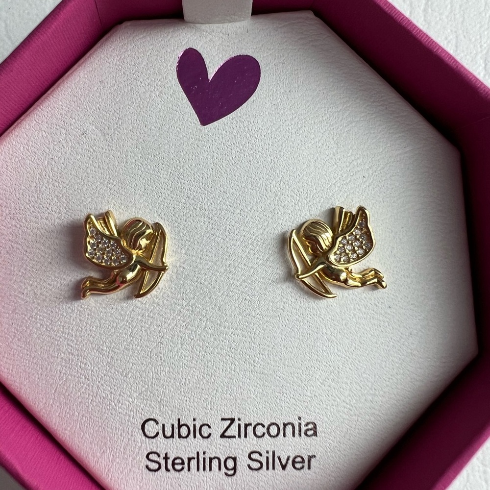 Rachel Zoe Cubic Zirconia Cupid Post Earrings - Picture 2 of 3